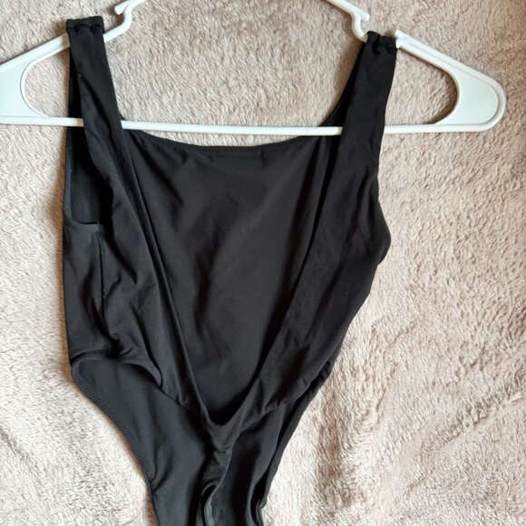 SKIMS Black High-Cut Bodysuit | Size XS | Open Back Sculpting Fit - Picture 3 of 4